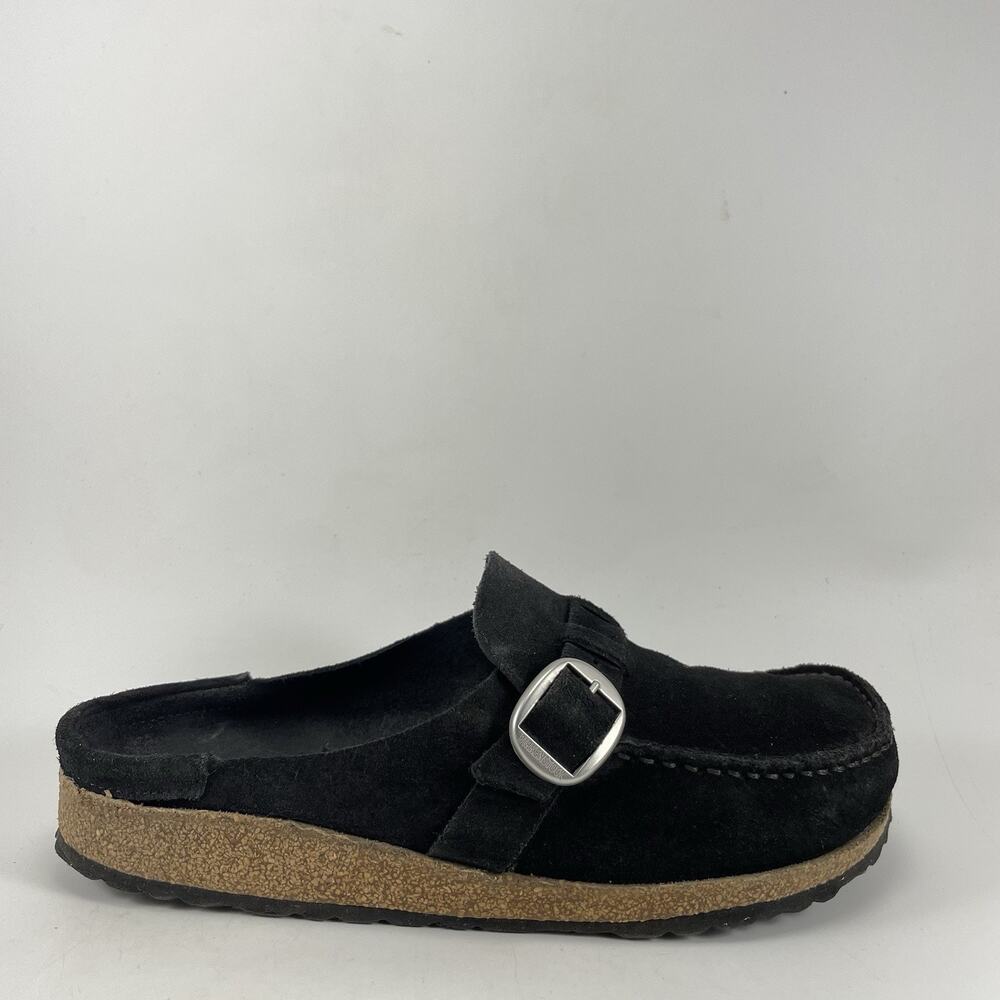 Birkenstock Buckley Clog Sandals EU 39, Womens 8-8.5 Black Suede Moc Toe Buckle